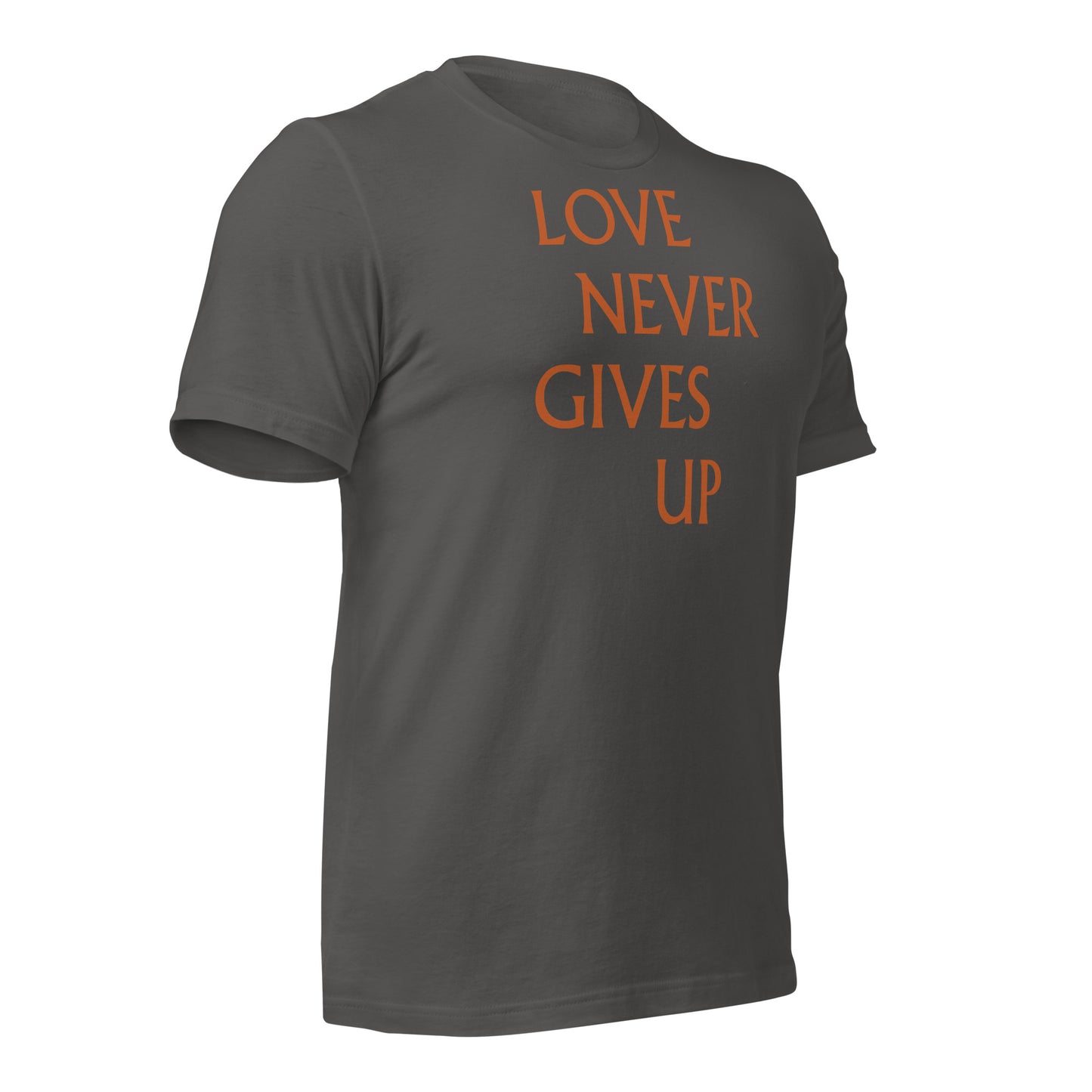 Love Never Gives Up Unisex t-shirt
