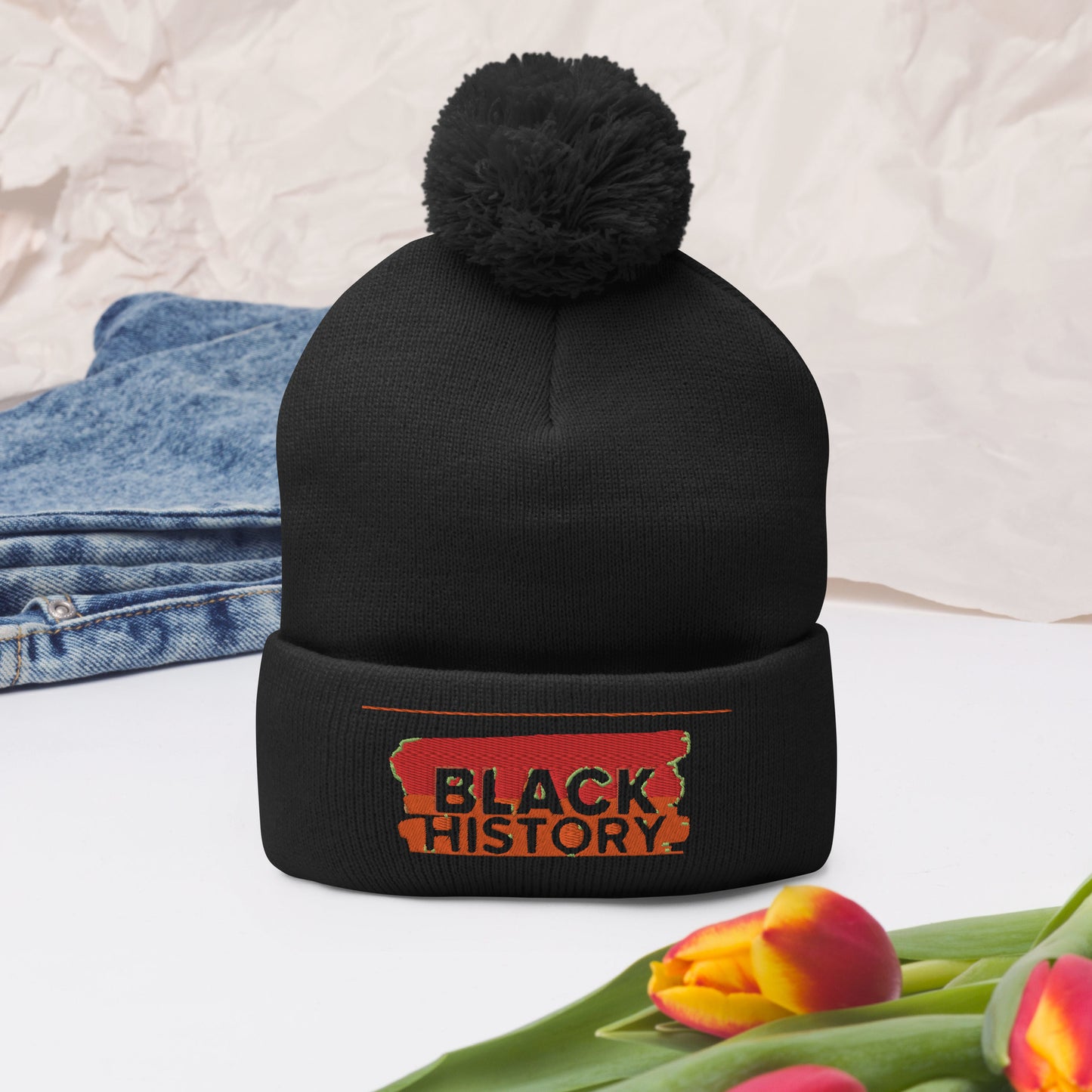 Black History Pom-Pom Beanie