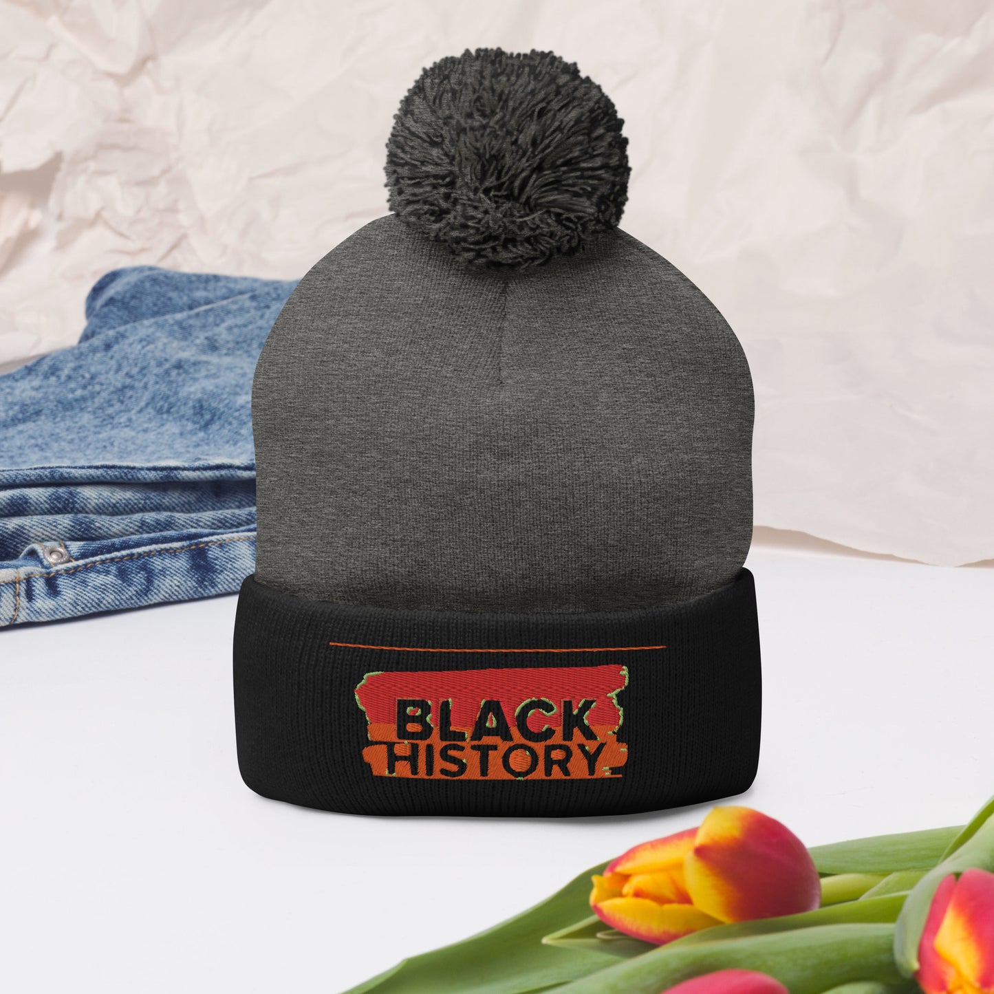 Black History Pom-Pom Beanie