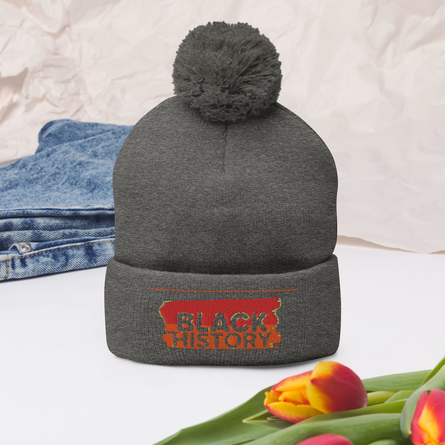 Black History Pom-Pom Beanie