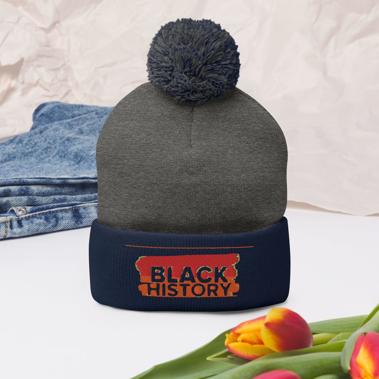 Black History Pom-Pom Beanie
