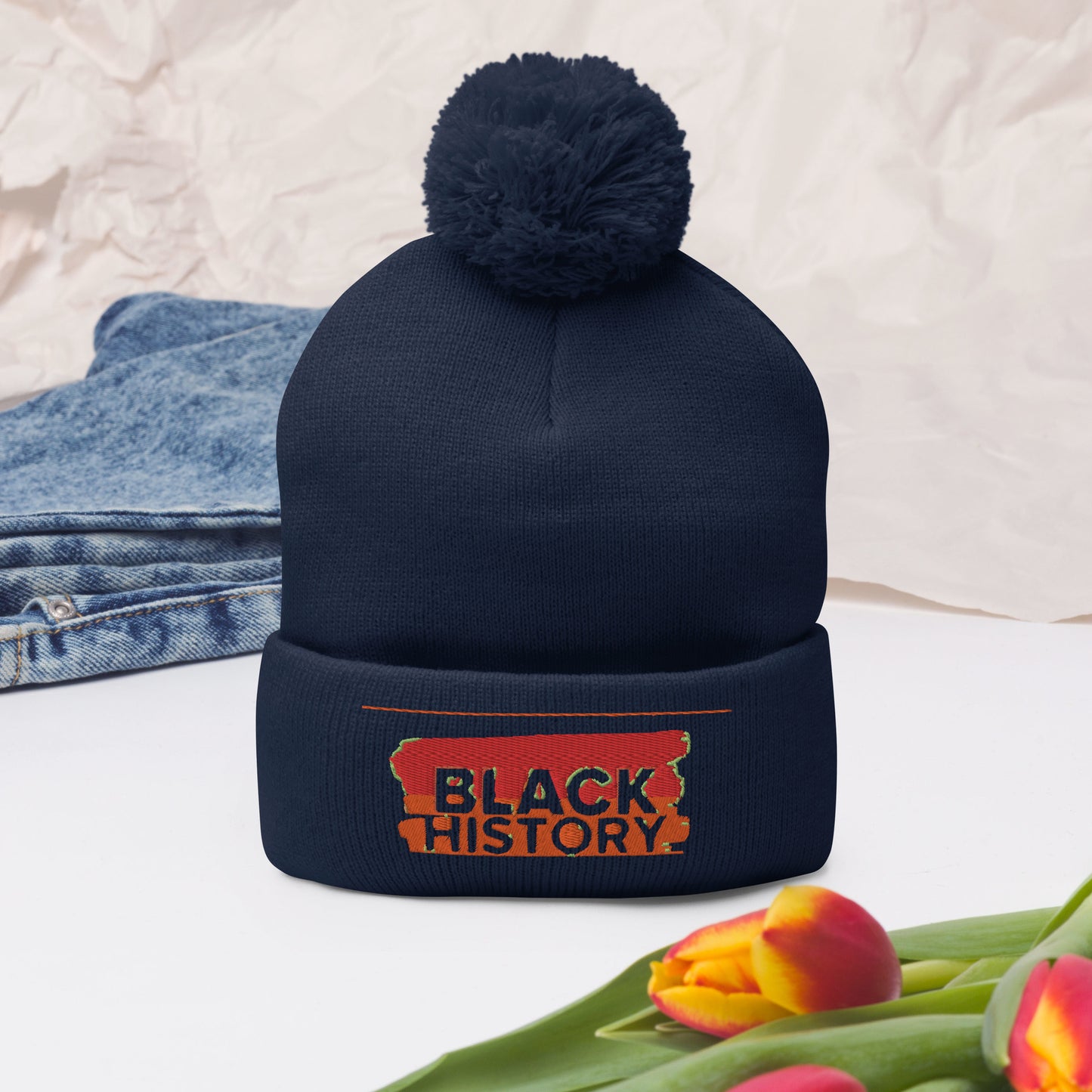 Black History Pom-Pom Beanie